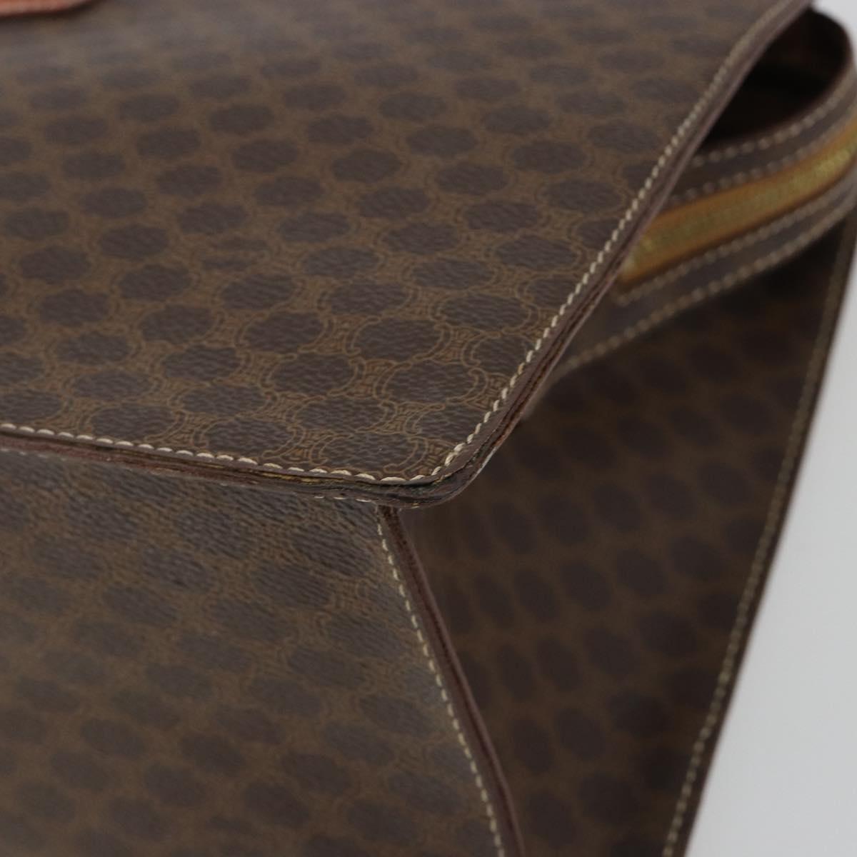 CELINE Macadam Canvas Hand Bag PVC Leather Brown Gold Auth mr2666