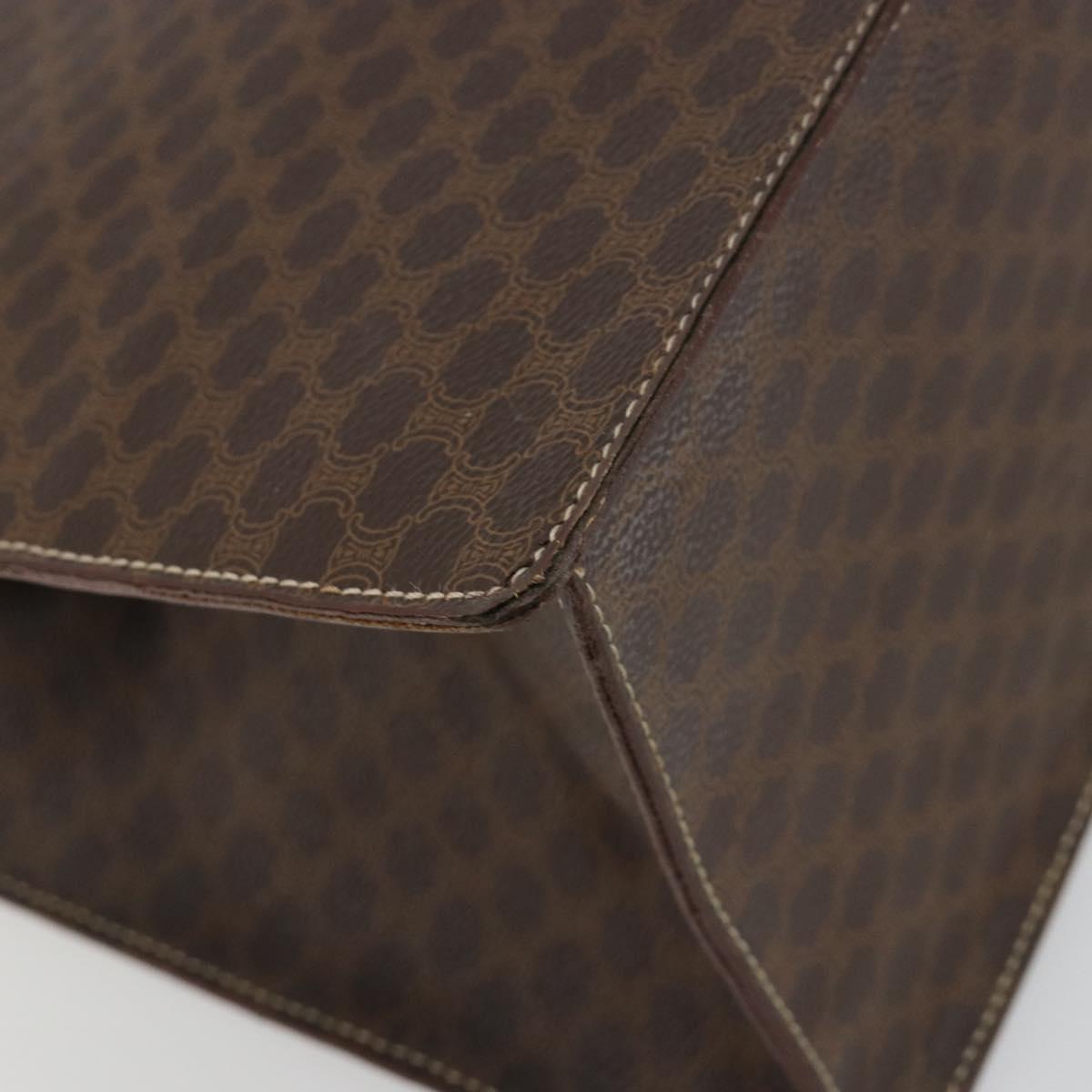 CELINE Macadam Canvas Hand Bag PVC Leather Brown Gold Auth mr2666
