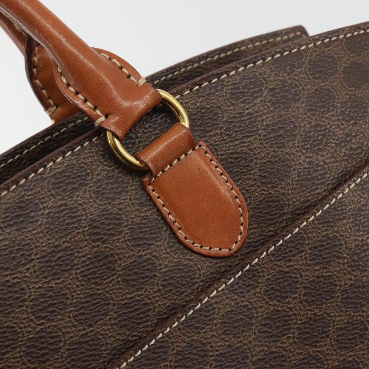 CELINE Macadam Canvas Hand Bag PVC Leather Brown Gold Auth mr2666