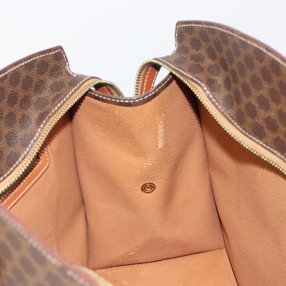 CELINE Macadam Canvas Hand Bag PVC Leather Brown Gold Auth mr2666
