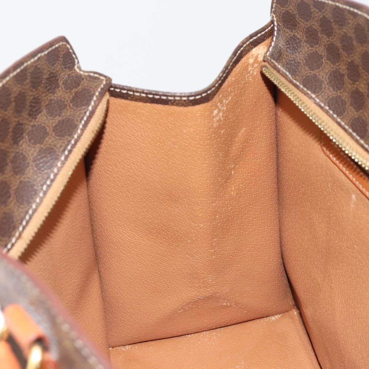 CELINE Macadam Canvas Hand Bag PVC Leather Brown Gold Auth mr2666