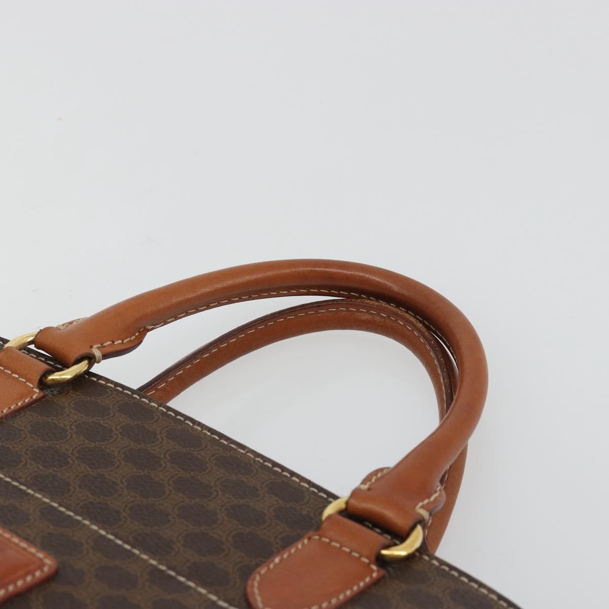 CELINE Macadam Canvas Hand Bag PVC Leather Brown Gold Auth mr2666