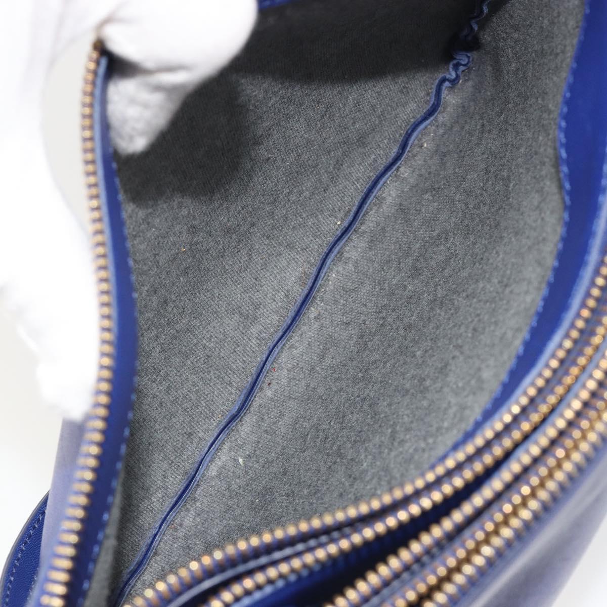 CELINE Trio Shoulder Bag Leather Blue Gold Auth mr2667