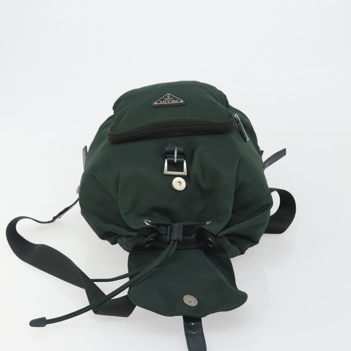 PRADA Backpack Nylon Green Silver Auth mr2668