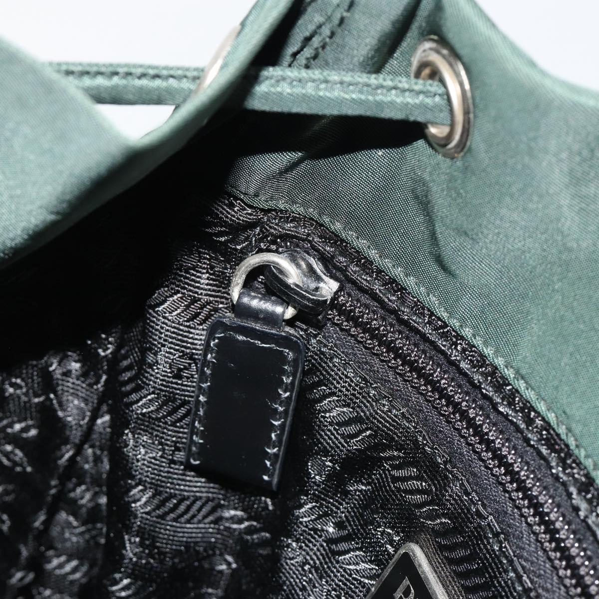 PRADA Backpack Nylon Green Silver Auth mr2668