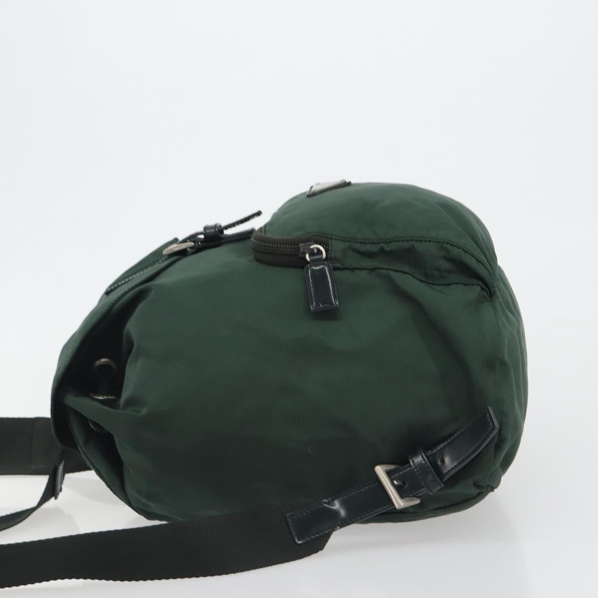 PRADA Backpack Nylon Green Silver Auth mr2668