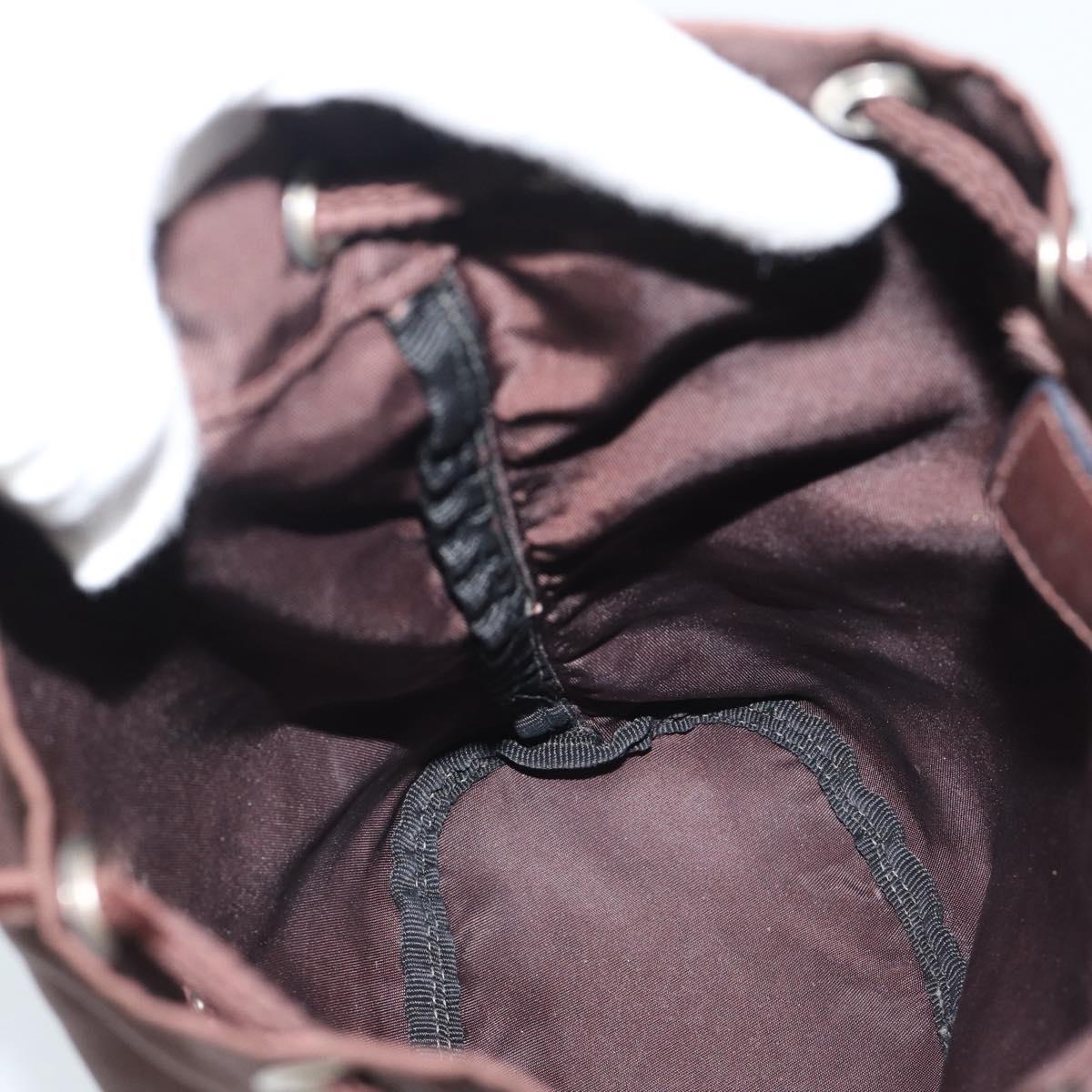 PRADA Pouch Nylon Brown Silver Auth mr2669