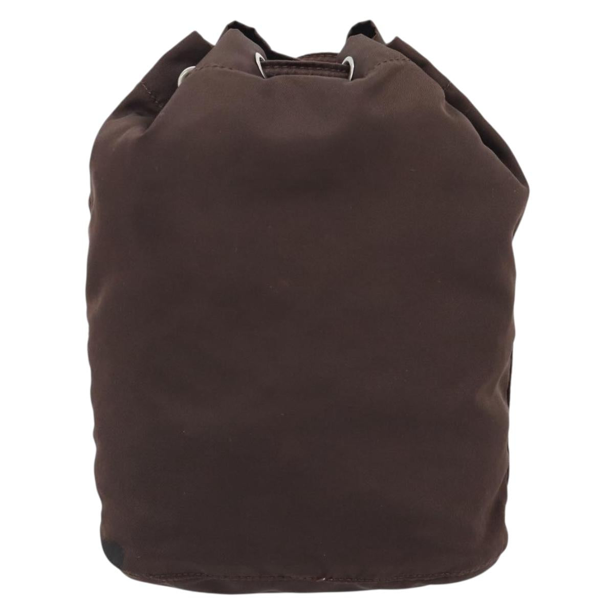 PRADA Pouch Nylon Brown Silver Auth mr2669