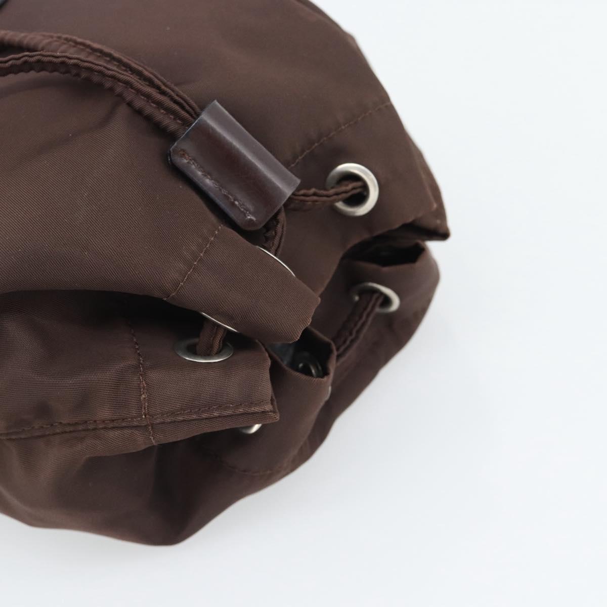 PRADA Pouch Nylon Brown Silver Auth mr2669
