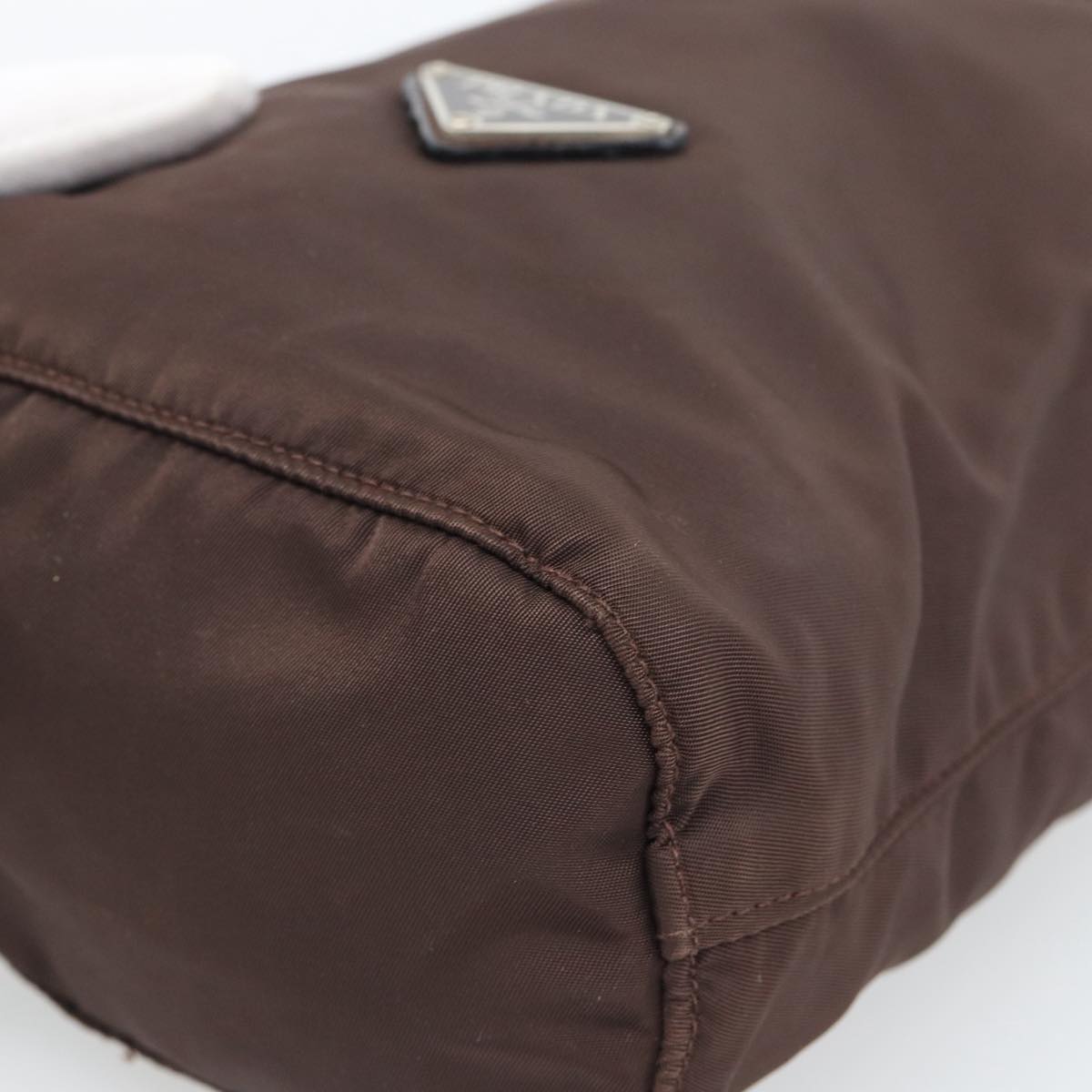 PRADA Pouch Nylon Brown Silver Auth mr2669