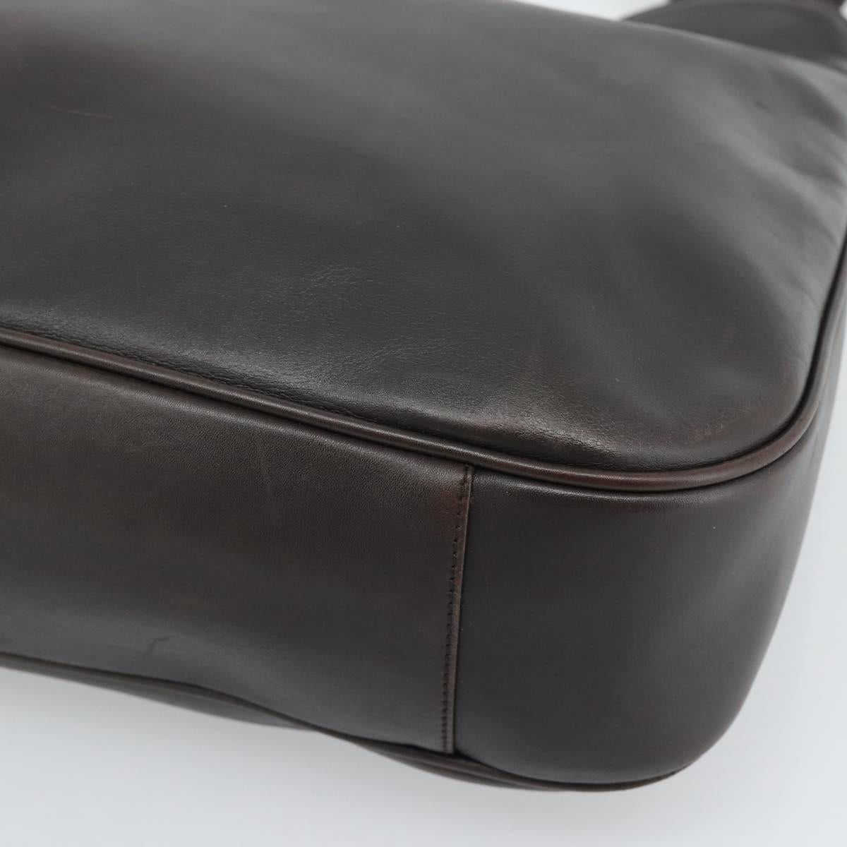 GUCCI Bamboo Shoulder Bag Leather 2way Brown Silver 0011577 Auth mr2670