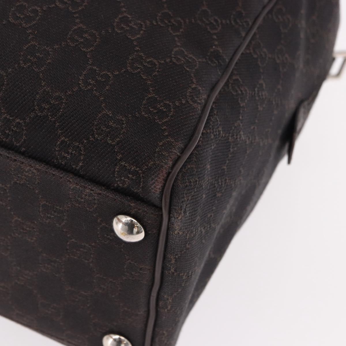 GUCCI GG Canvas Boston Bag 2way Brown Silver 196356 Auth mr2672