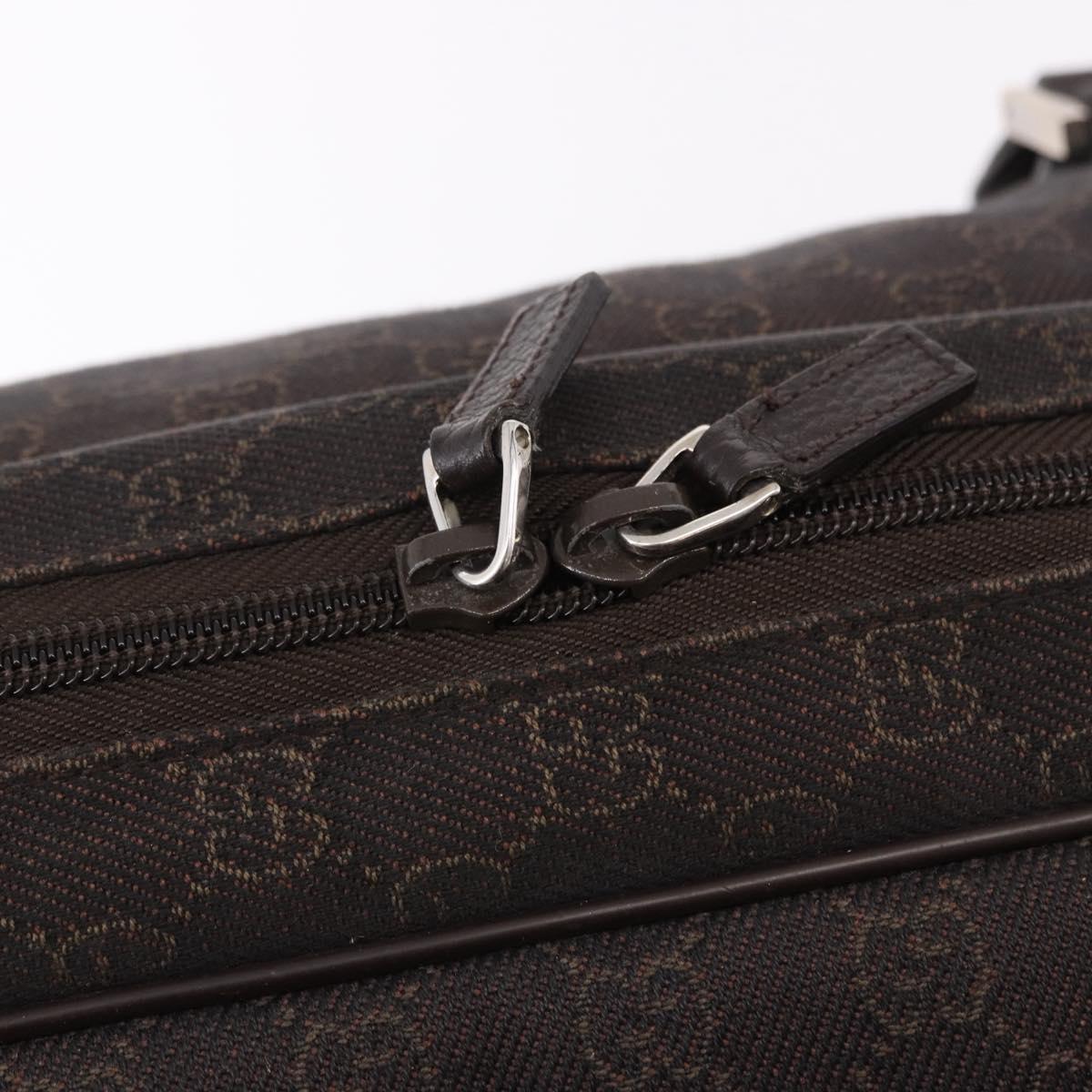 GUCCI GG Canvas Boston Bag 2way Brown Silver 196356 Auth mr2672