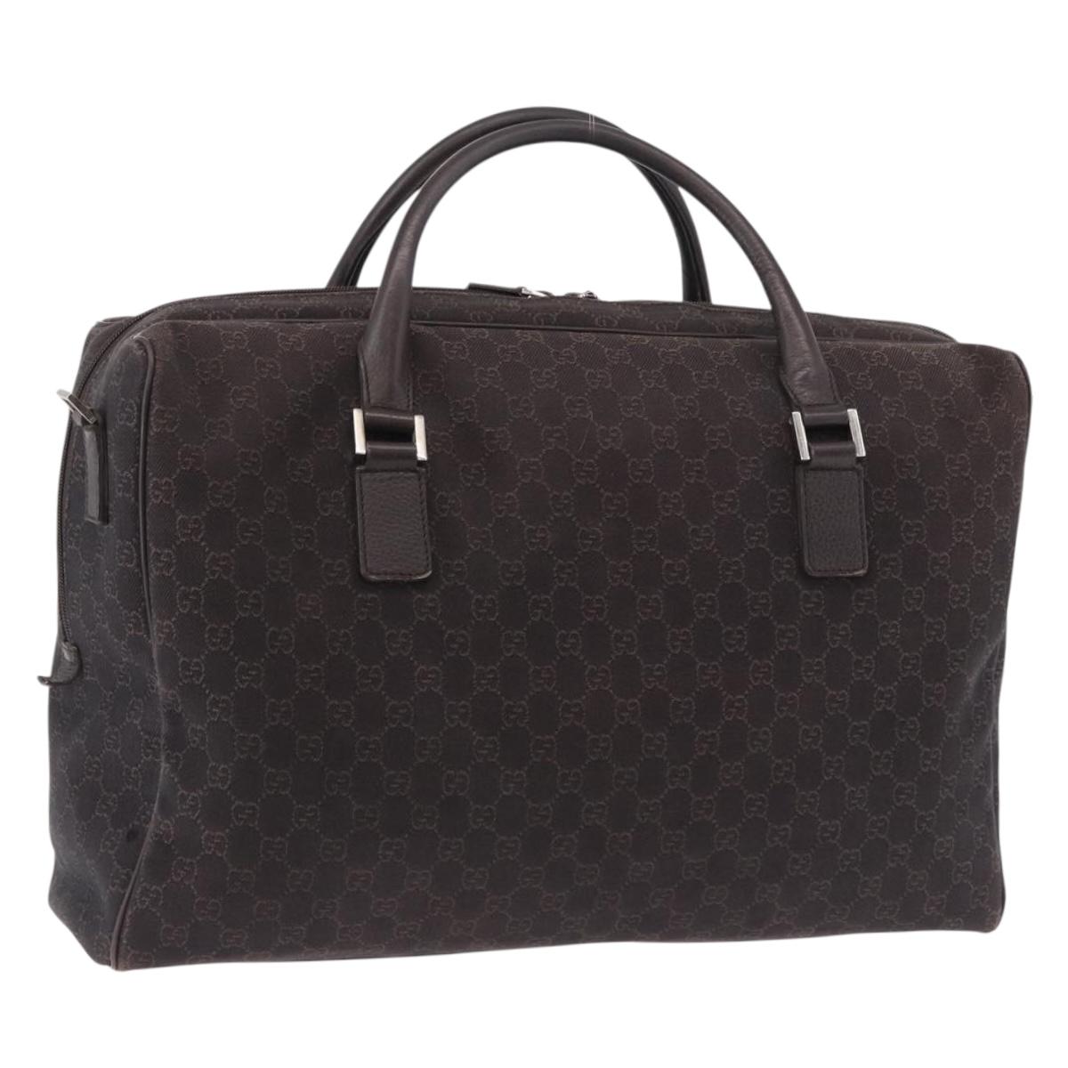 GUCCI GG Canvas Boston Bag 2way Brown Silver 196356 Auth mr2672