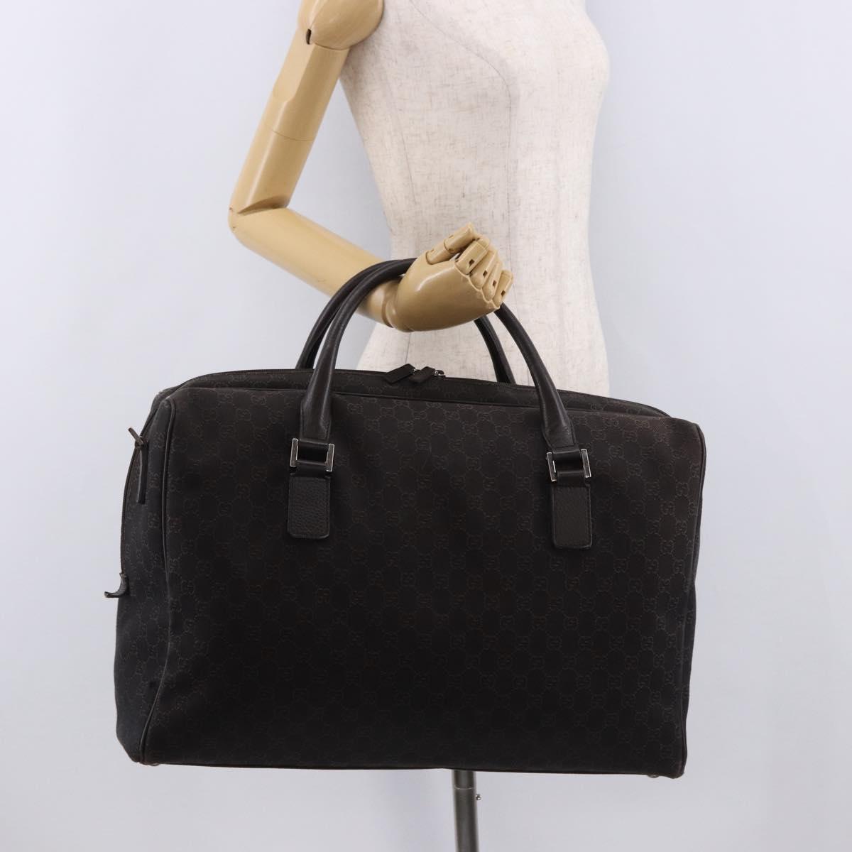 GUCCI GG Canvas Boston Bag 2way Brown Silver 196356 Auth mr2672