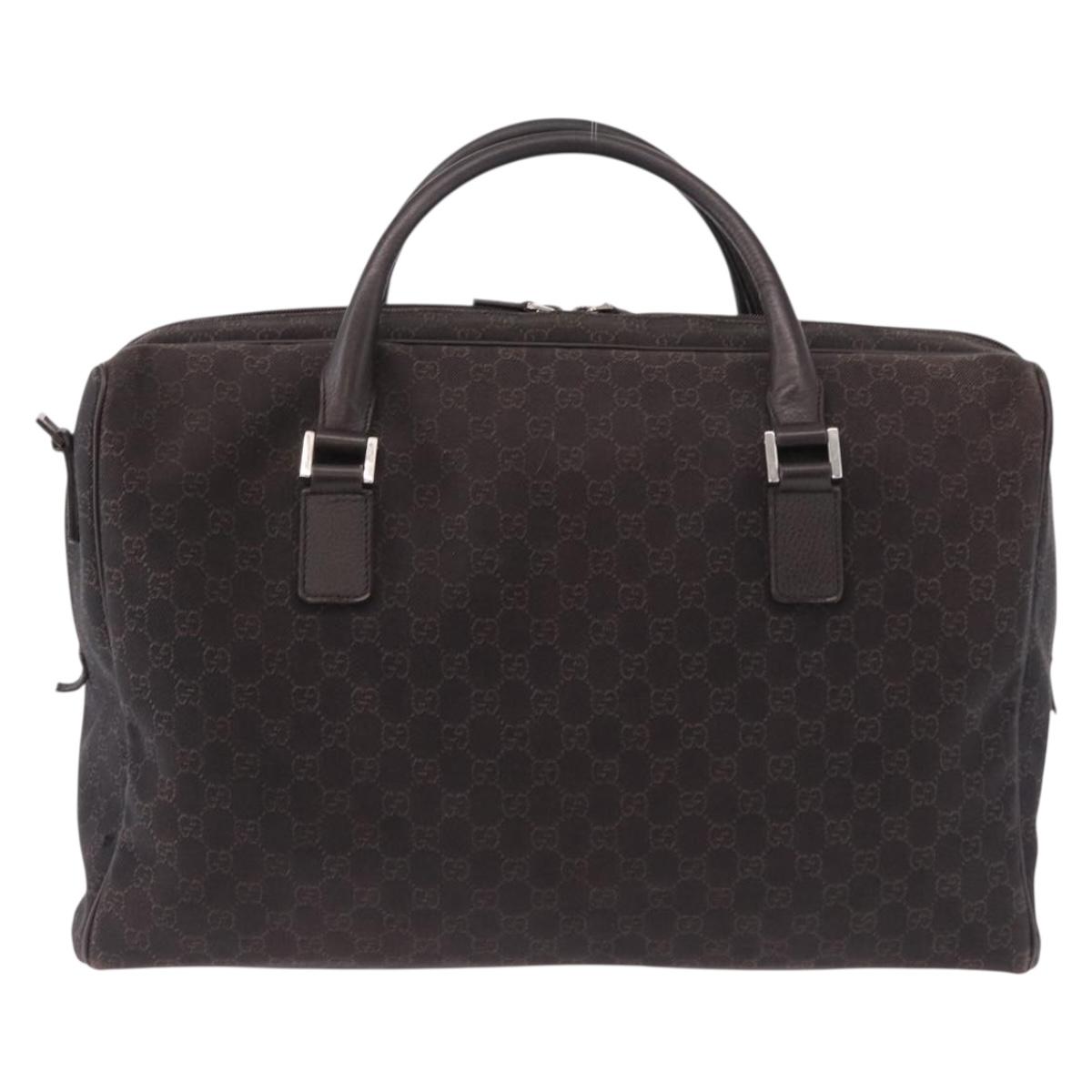 GUCCI GG Canvas Boston Bag 2way Brown Silver 196356 Auth mr2672