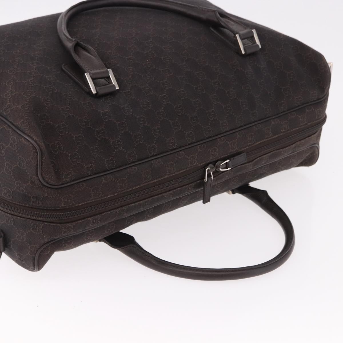GUCCI GG Canvas Boston Bag 2way Brown Silver 196356 Auth mr2672
