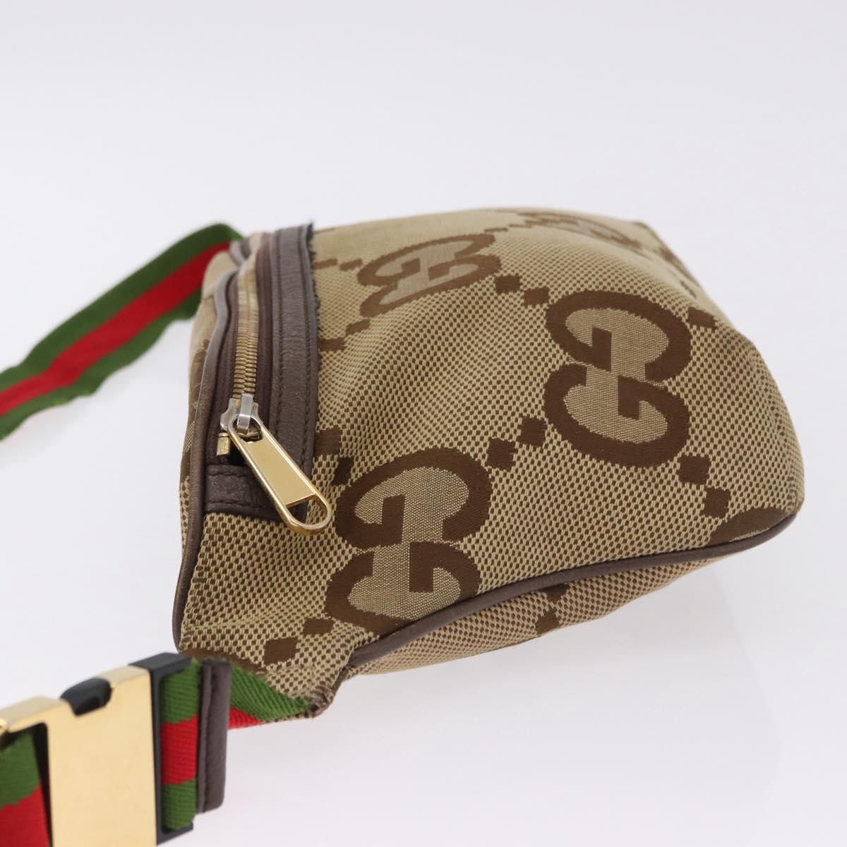 GUCCI GG Canvas Body Bag Beige Gold 696031 Auth mr2675A