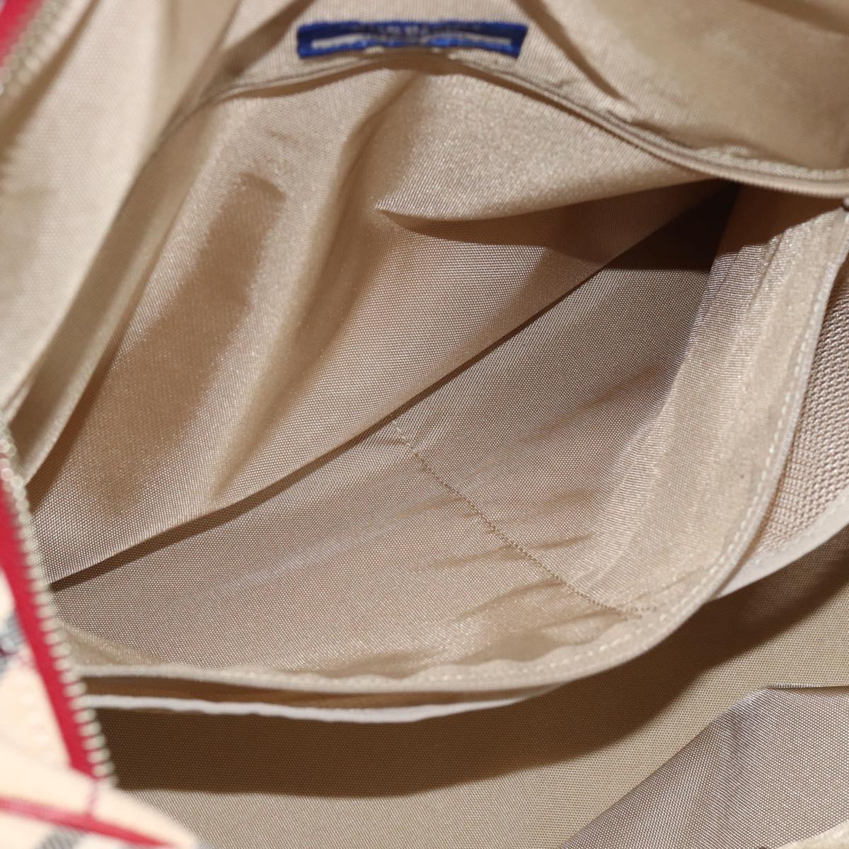 BURBERRY Blue Label Boston Bag Canvas 2way Beige Silver Auth mr2676