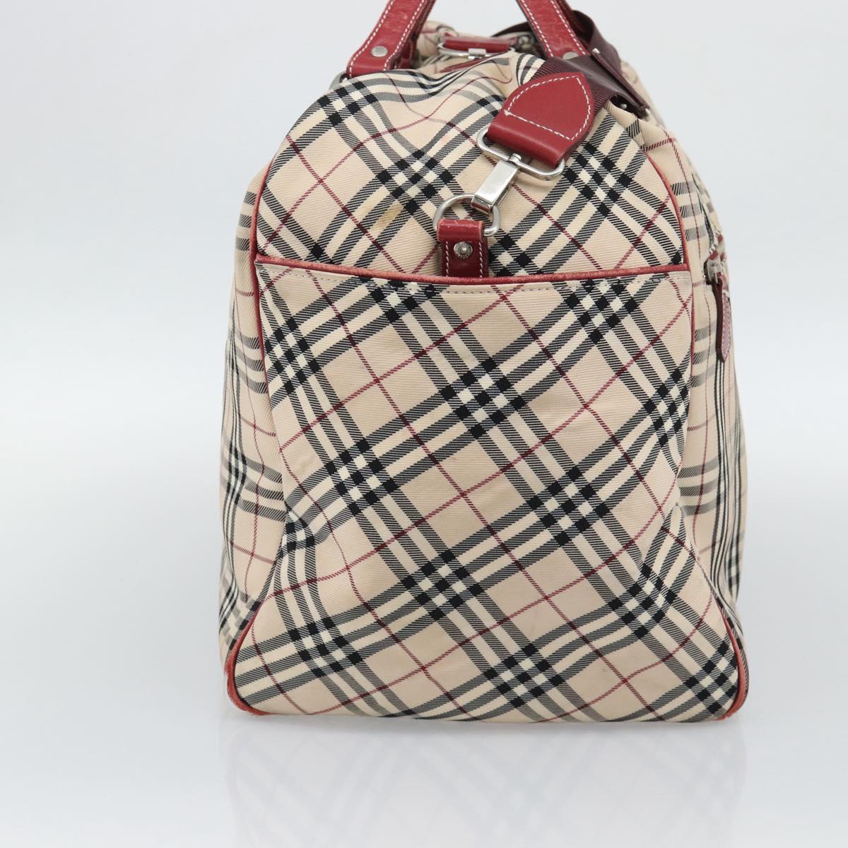 BURBERRY Blue Label Boston Bag Canvas 2way Beige Silver Auth mr2676
