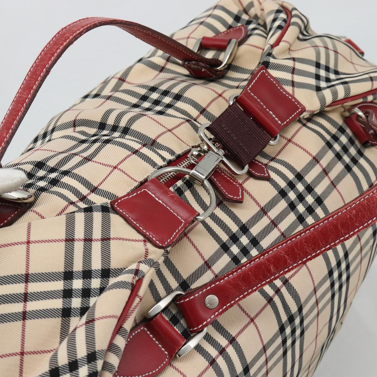 BURBERRY Blue Label Boston Bag Canvas 2way Beige Silver Auth mr2676