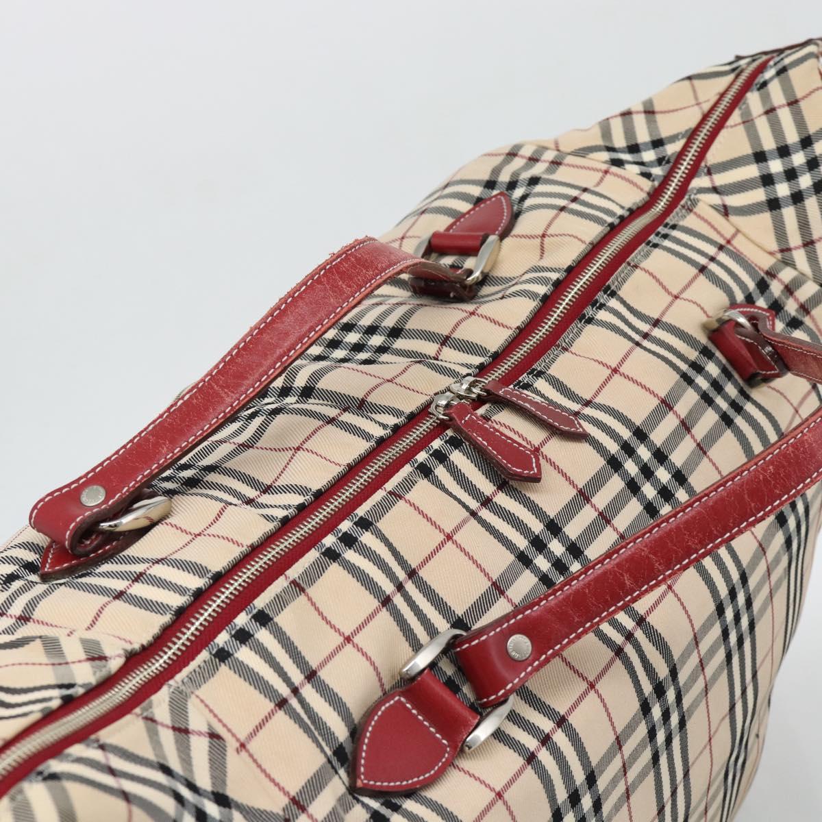 BURBERRY Blue Label Boston Bag Canvas 2way Beige Silver Auth mr2676