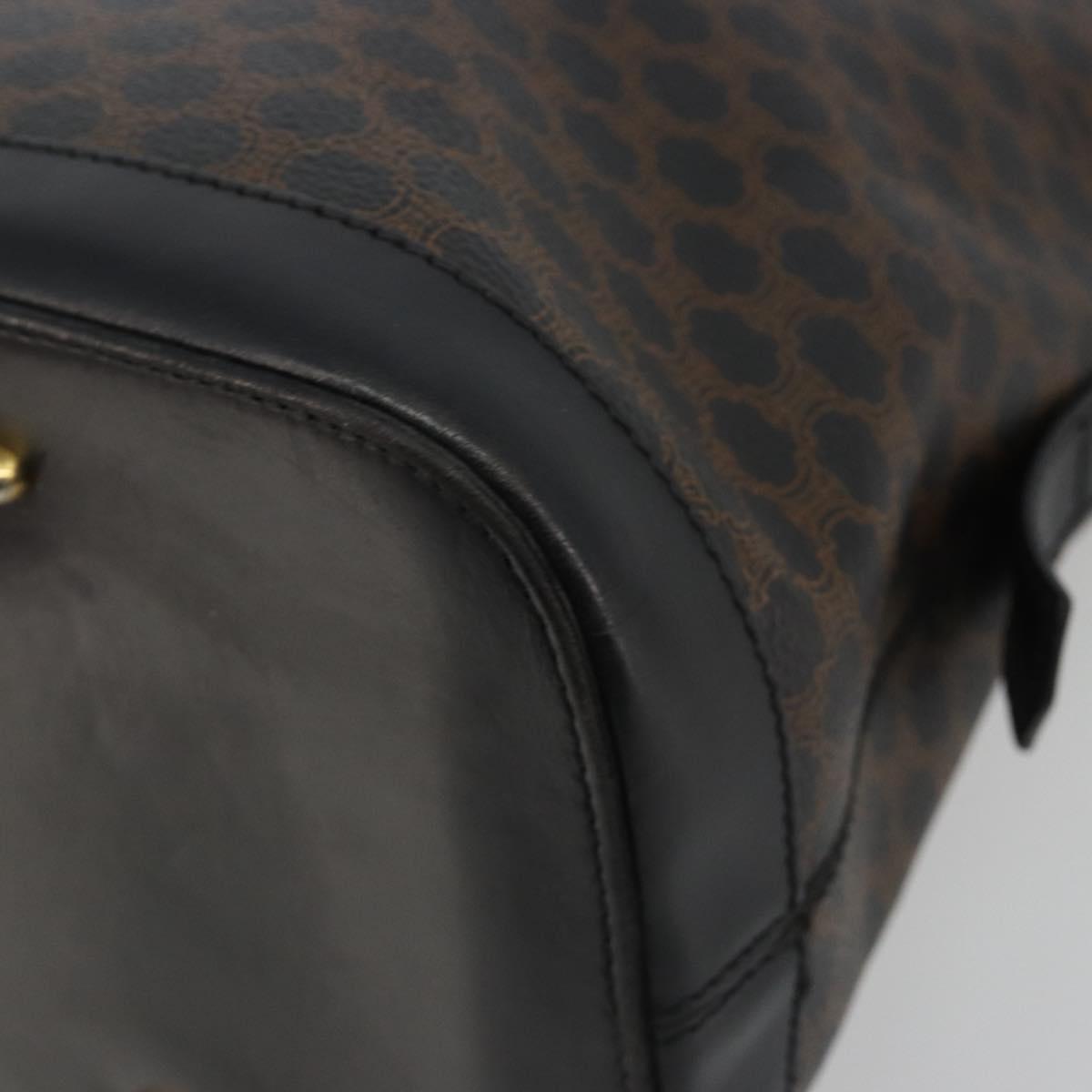 CELINE Macadam Canvas Hand Bag PVC Leather Black Gold Auth mr2677