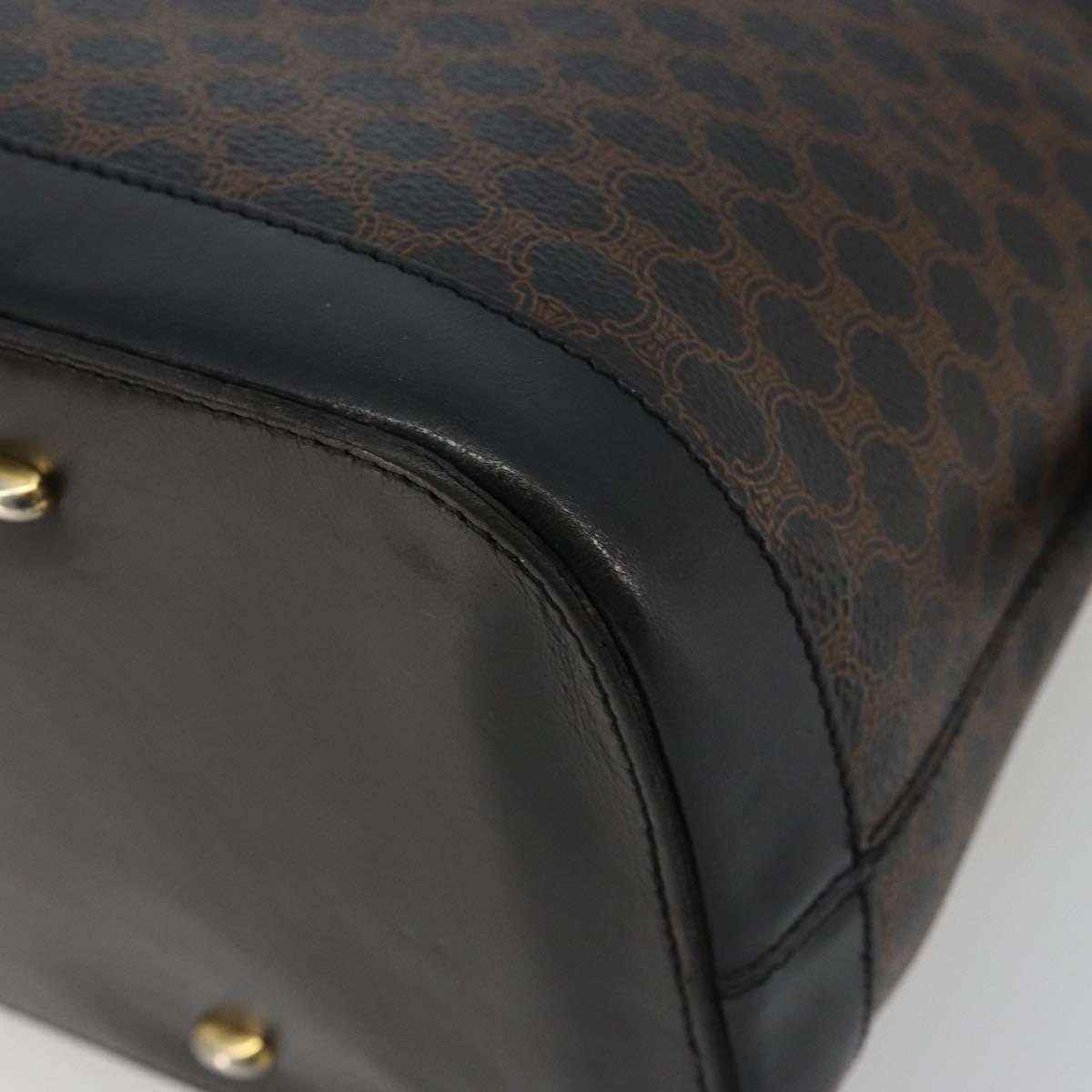 CELINE Macadam Canvas Hand Bag PVC Leather Black Gold Auth mr2677
