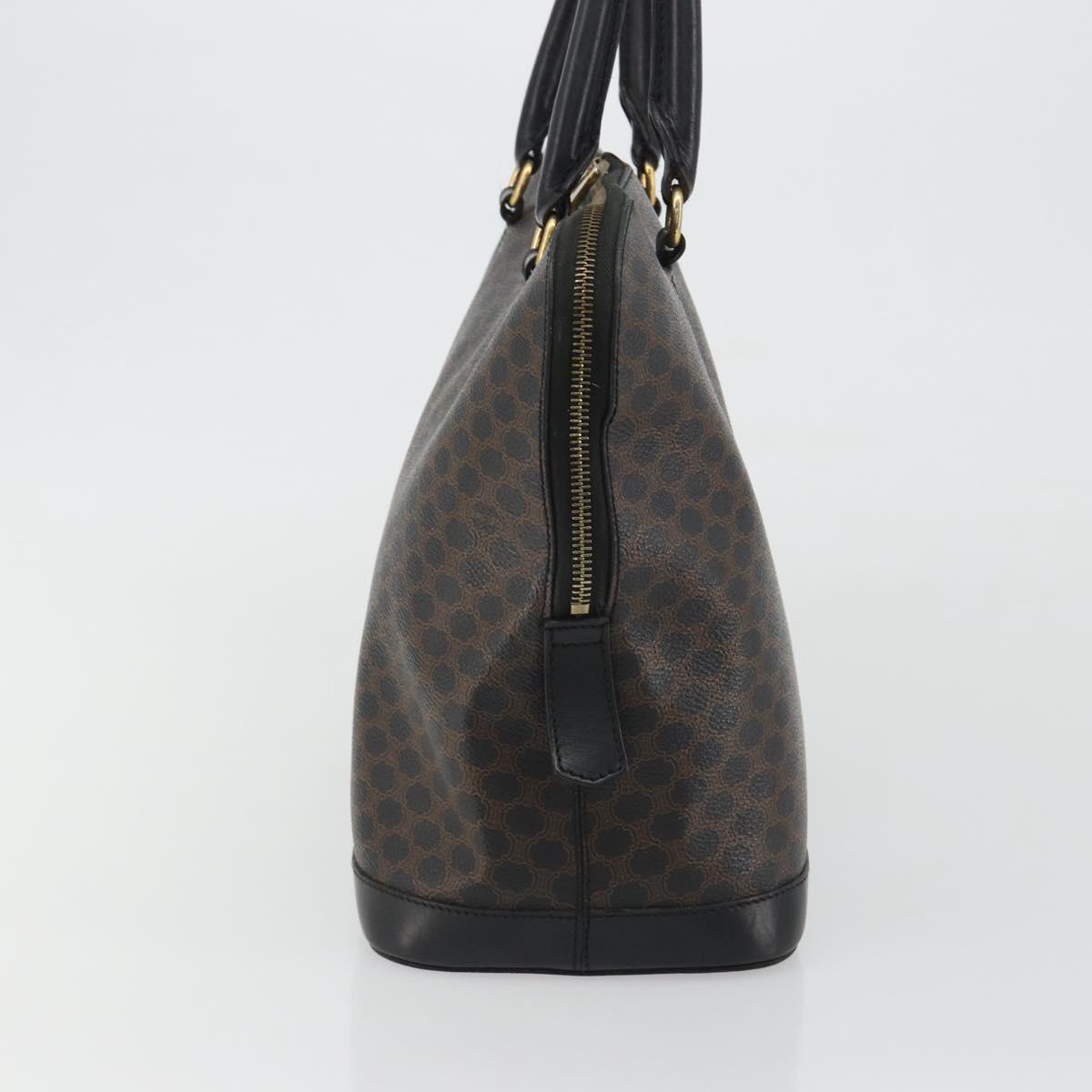 CELINE Macadam Canvas Hand Bag PVC Leather Black Gold Auth mr2677