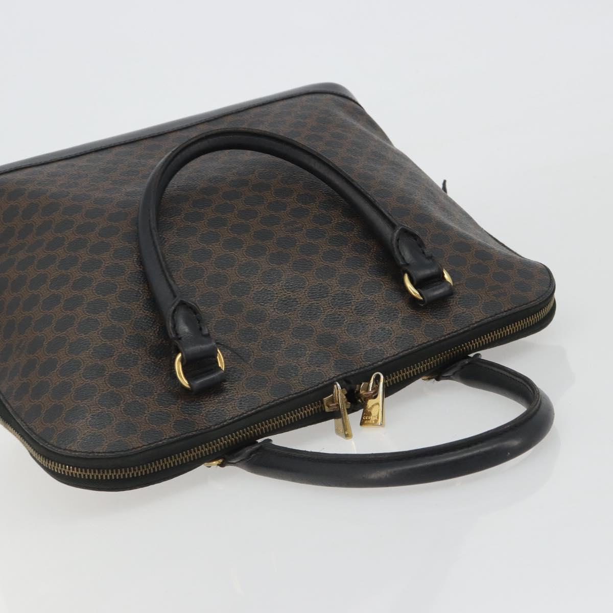 CELINE Macadam Canvas Hand Bag PVC Leather Black Gold Auth mr2677