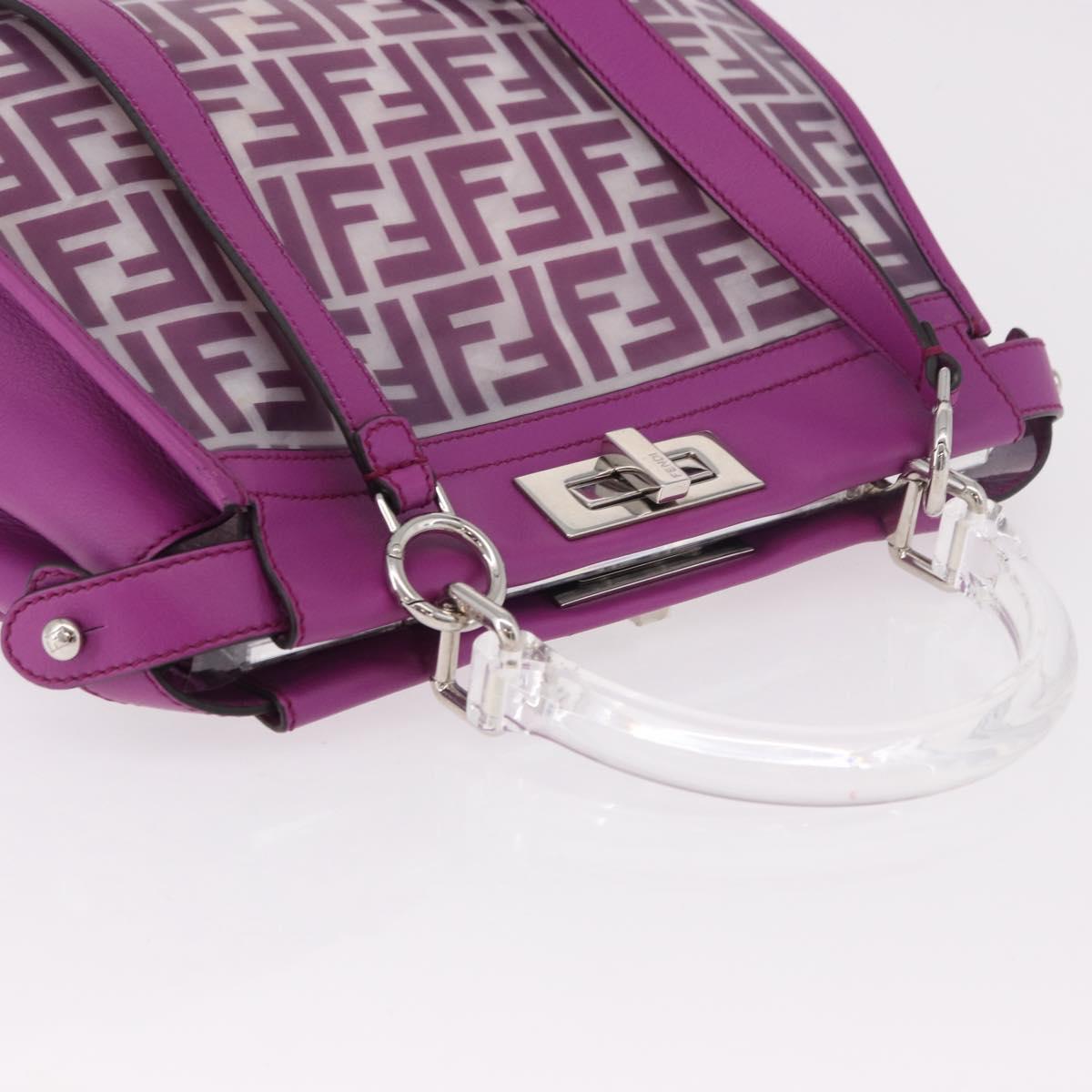 FENDI Zucca Canvas Hand Bag Vinyl Leather 2way Purple Silver Auth mr2679A