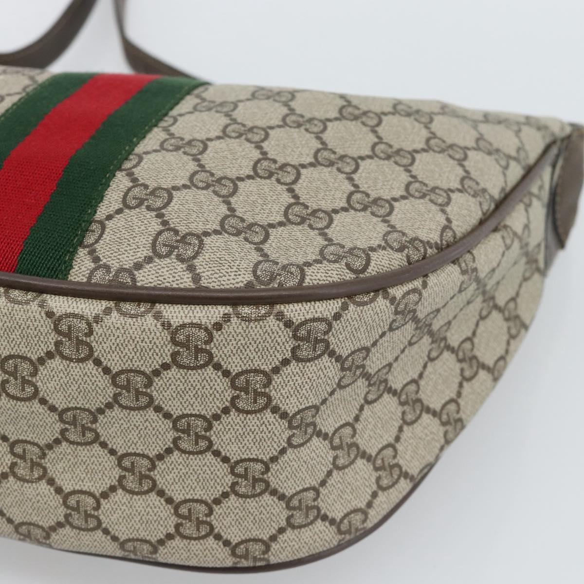 GUCCI GG Supreme Web Sherry Line Bag PVC Beige Gold 10 01 3840 Auth mr2681