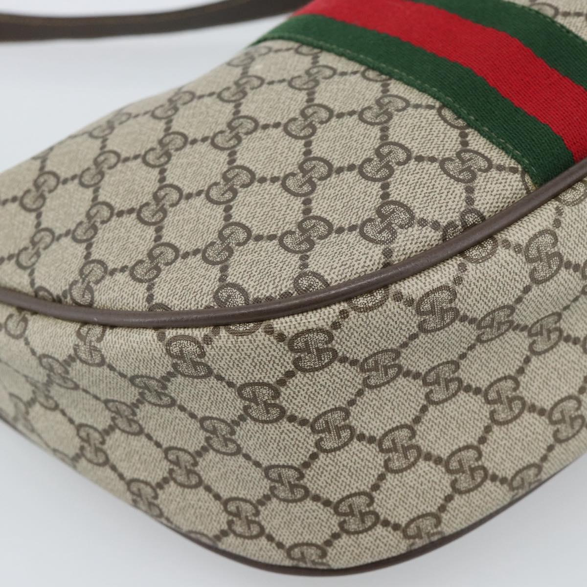 GUCCI GG Supreme Web Sherry Line Bag PVC Beige Gold 10 01 3840 Auth mr2681