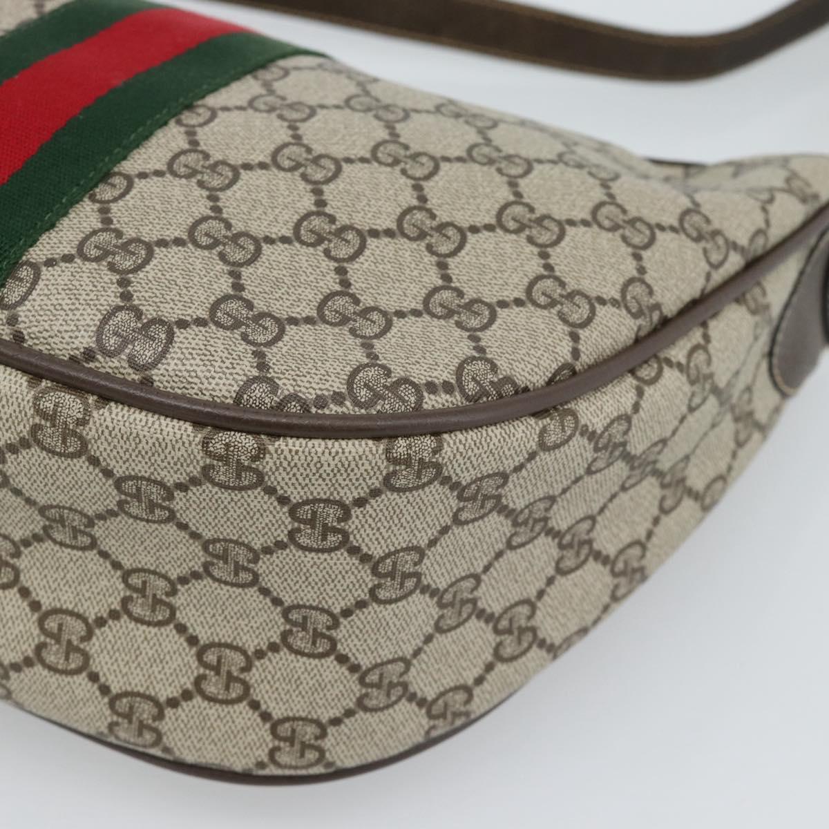 GUCCI GG Supreme Web Sherry Line Bag PVC Beige Gold 10 01 3840 Auth mr2681