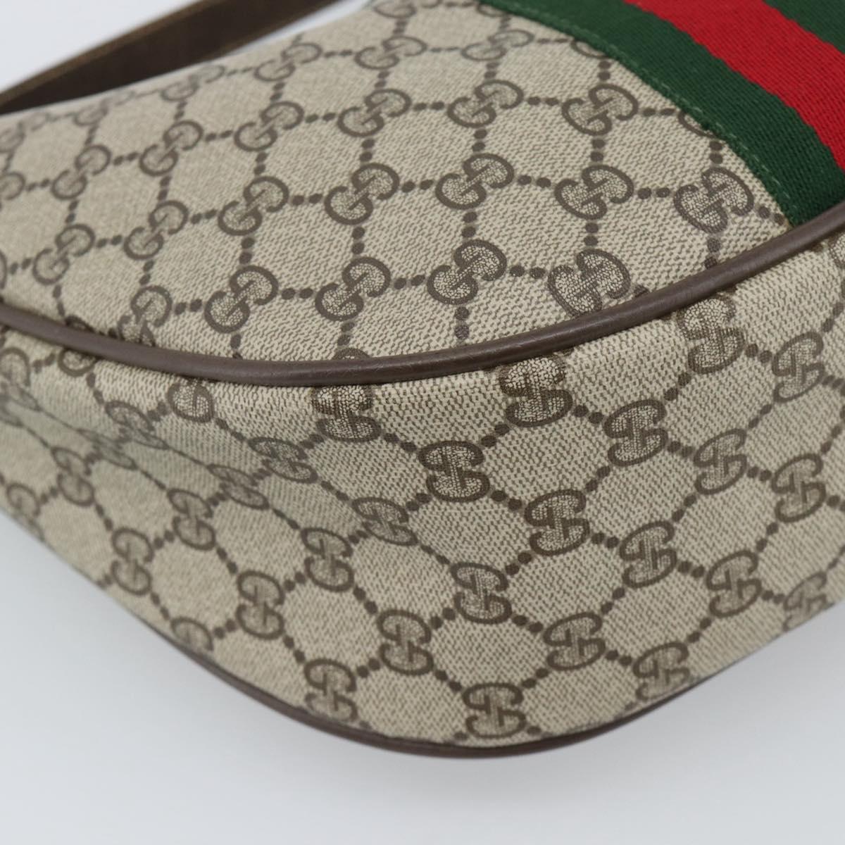 GUCCI GG Supreme Web Sherry Line Bag PVC Beige Gold 10 01 3840 Auth mr2681