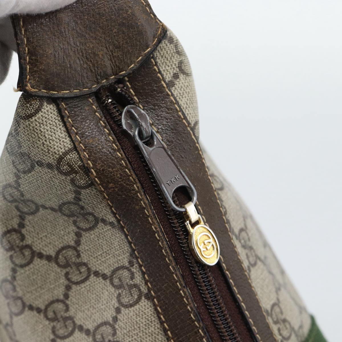 GUCCI GG Supreme Web Sherry Line Bag PVC Beige Gold 10 01 3840 Auth mr2681