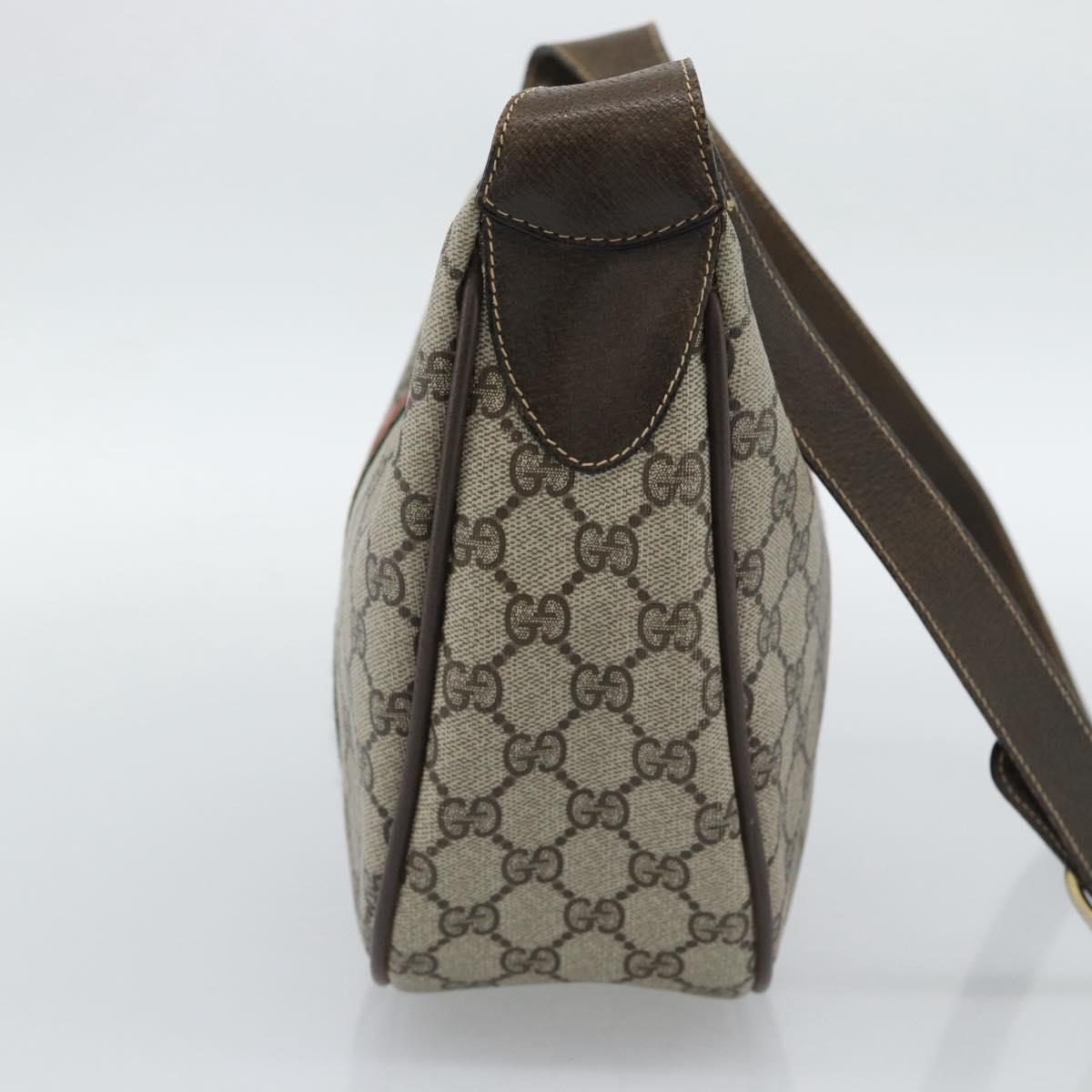 GUCCI GG Supreme Web Sherry Line Bag PVC Beige Gold 10 01 3840 Auth mr2681