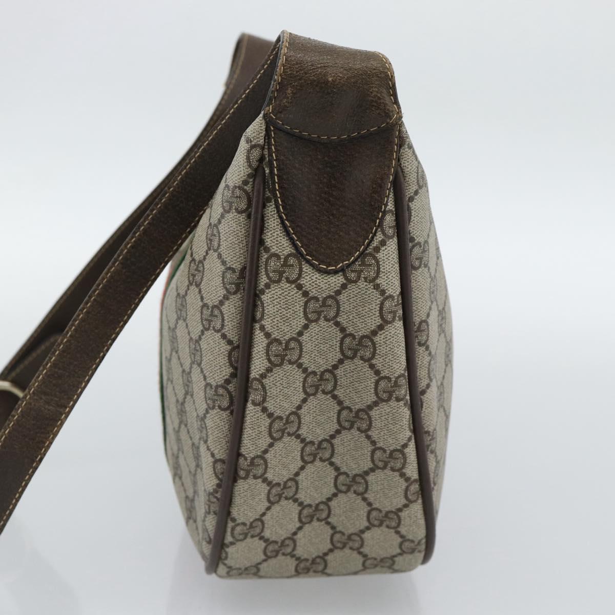 GUCCI GG Supreme Web Sherry Line Bag PVC Beige Gold 10 01 3840 Auth mr2681