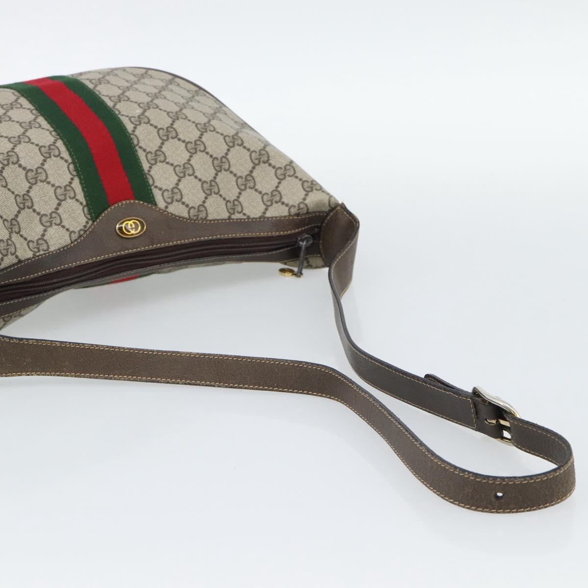 GUCCI GG Supreme Web Sherry Line Bag PVC Beige Gold 10 01 3840 Auth mr2681