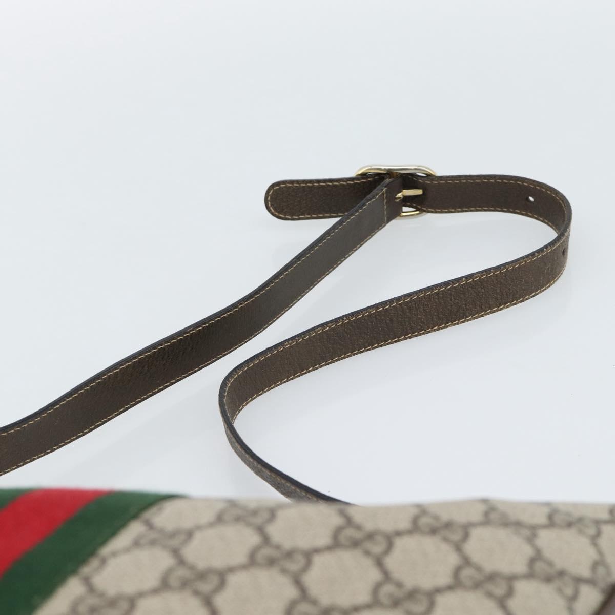 GUCCI GG Supreme Web Sherry Line Bag PVC Beige Gold 10 01 3840 Auth mr2681