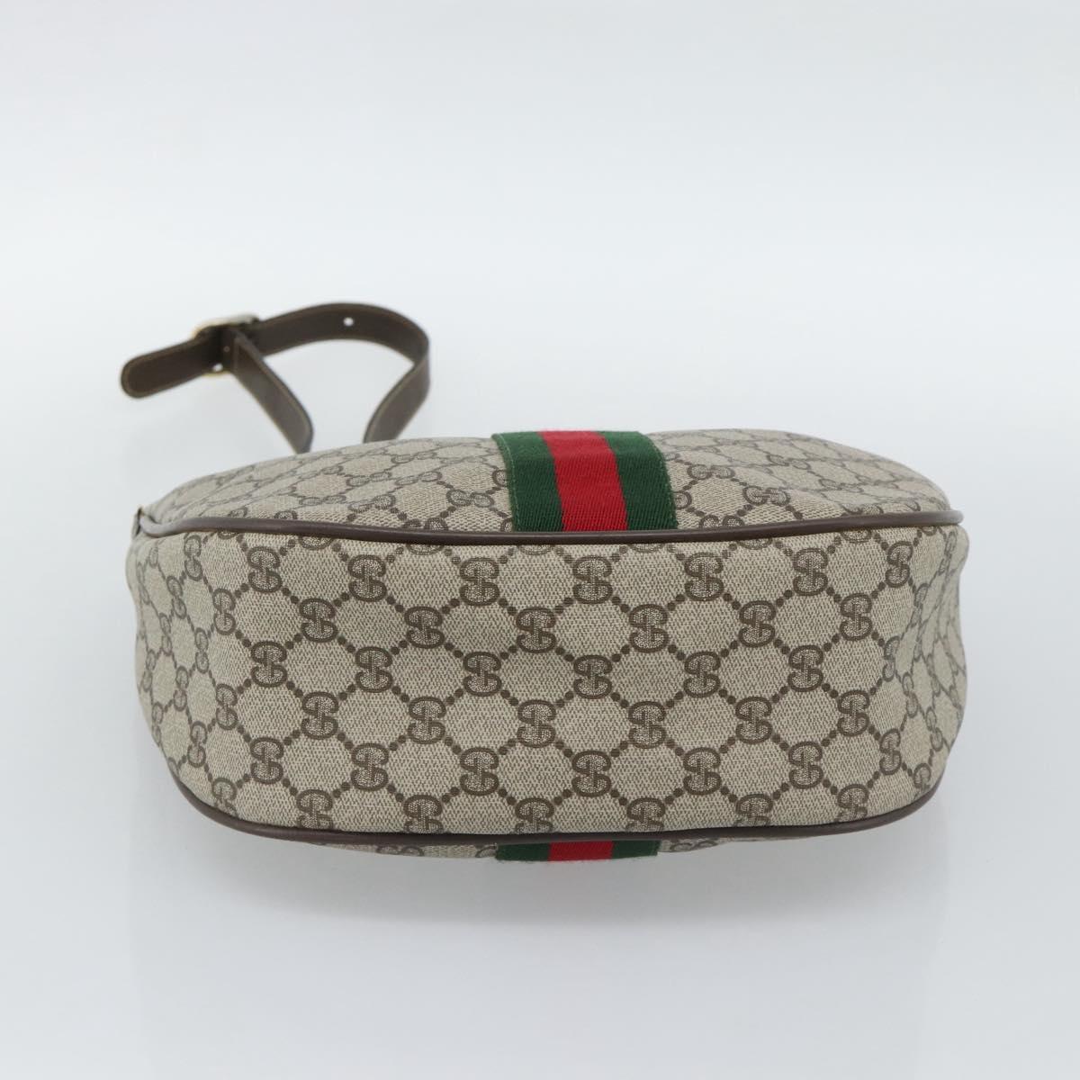 GUCCI GG Supreme Web Sherry Line Bag PVC Beige Gold 10 01 3840 Auth mr2681