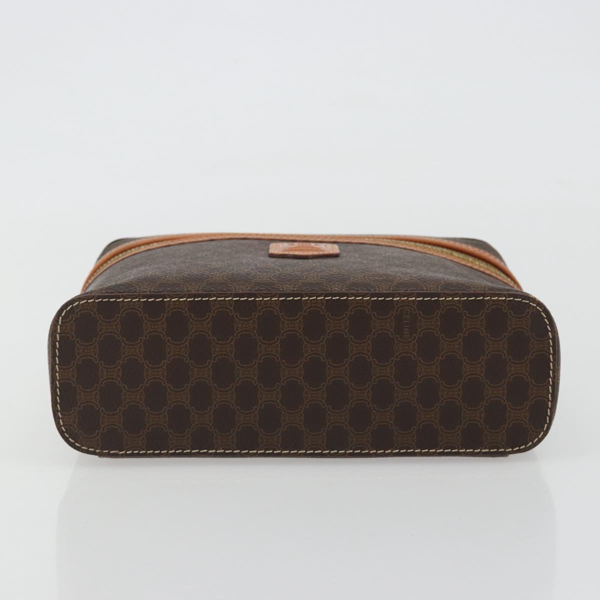 CELINE Macadam Canvas Vanity Hand Bag PVC Leather Brown Gold Auth mr2684A