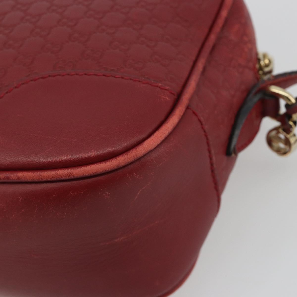 GUCCI Micro GG Canvas Guccissima Bag Leather Red Gold 449413 Auth mr2685
