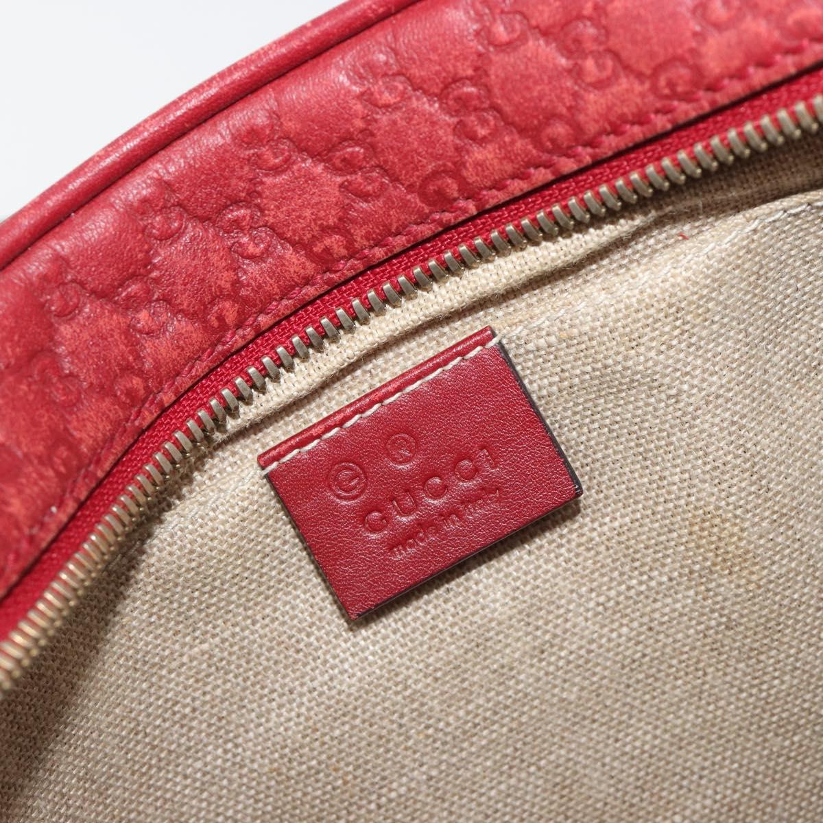 GUCCI Micro GG Canvas Guccissima Bag Leather Red Gold 449413 Auth mr2685