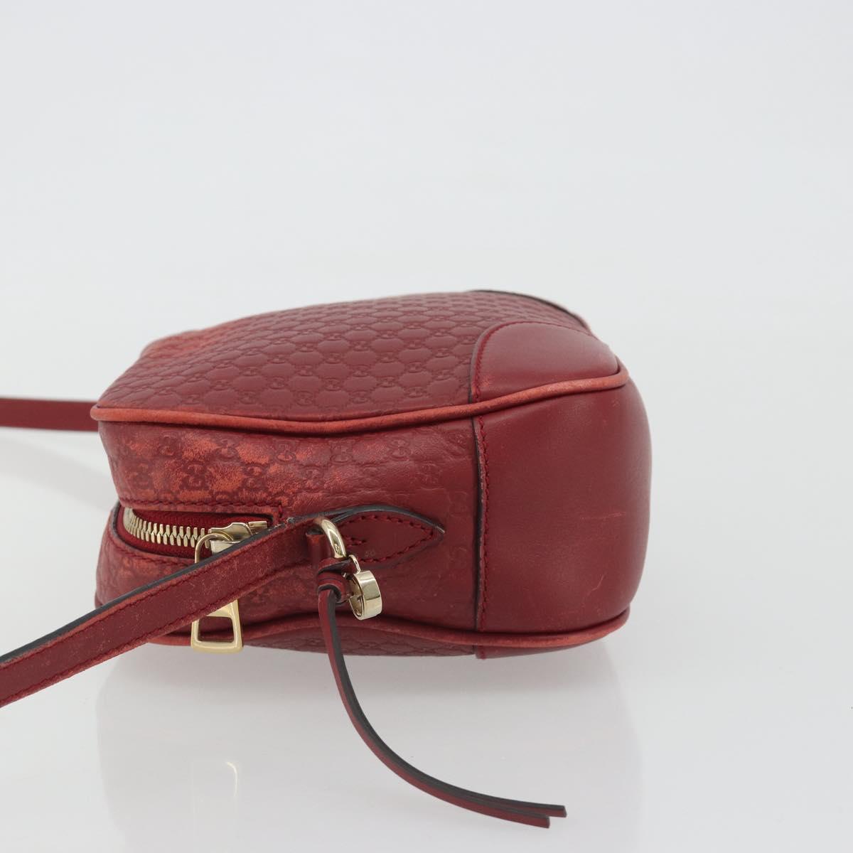 GUCCI Micro GG Canvas Guccissima Bag Leather Red Gold 449413 Auth mr2685