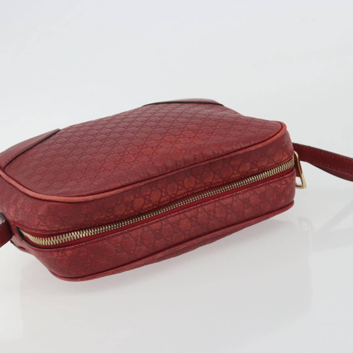GUCCI Micro GG Canvas Guccissima Bag Leather Red Gold 449413 Auth mr2685