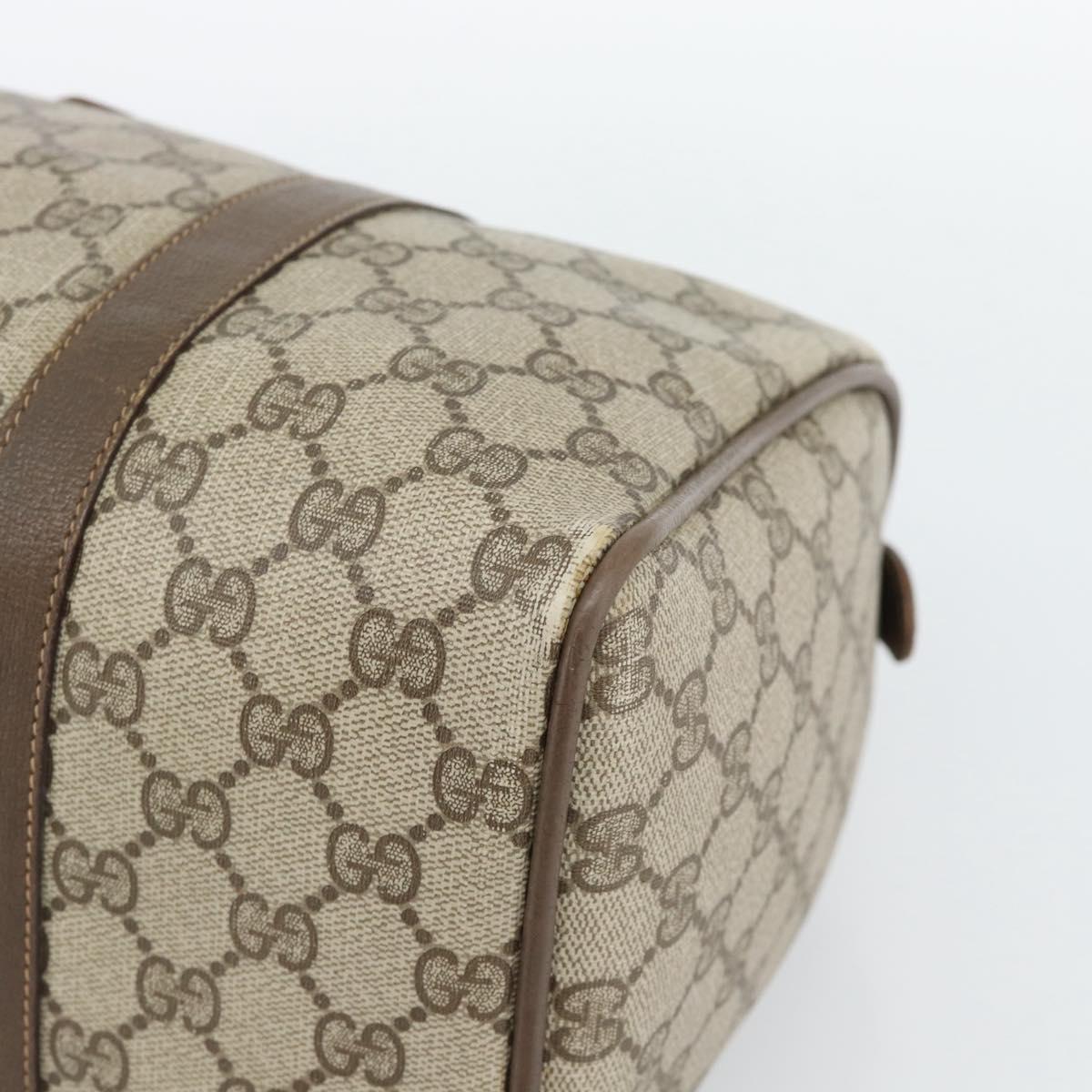 GUCCI GG Supreme Web Sherry Line Boston Bag PVC Beige Gold 58 02 007 Auth mr2687