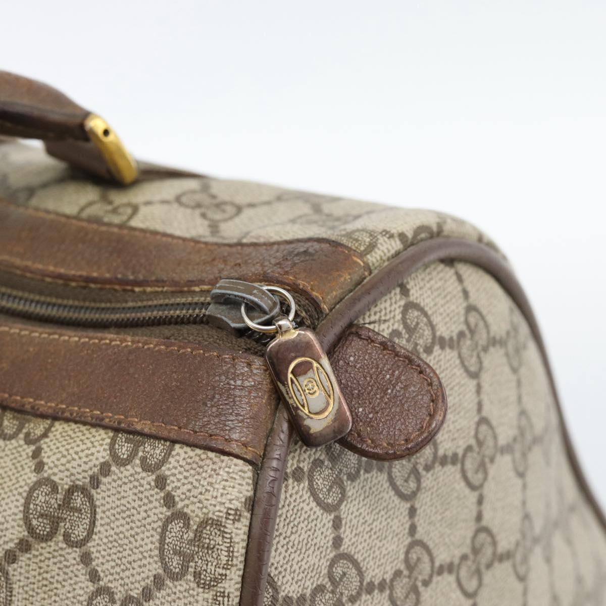 GUCCI GG Supreme Web Sherry Line Boston Bag PVC Beige Gold 58 02 007 Auth mr2687