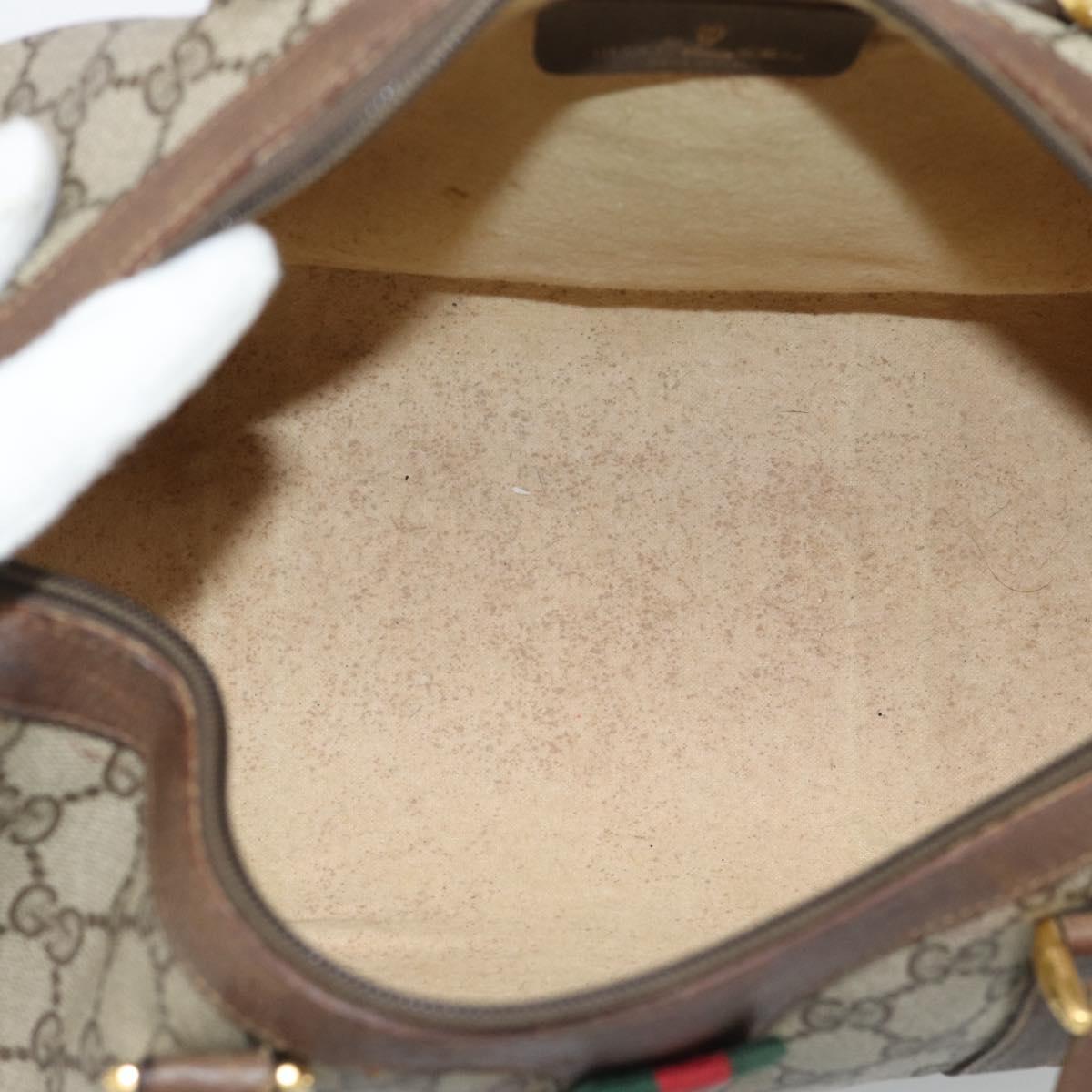 GUCCI GG Supreme Web Sherry Line Boston Bag PVC Beige Gold 58 02 007 Auth mr2687