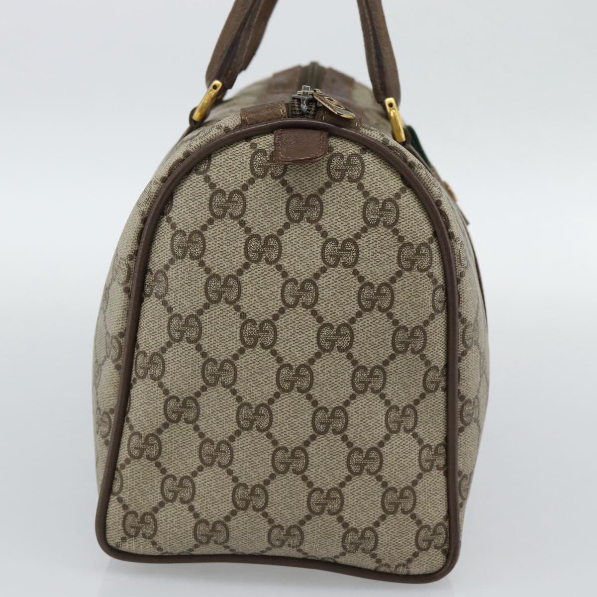 GUCCI GG Supreme Web Sherry Line Boston Bag PVC Beige Gold 58 02 007 Auth mr2687